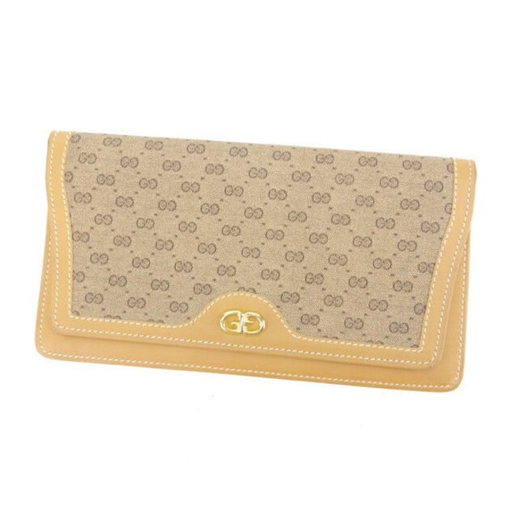 Gucci Wallet Purse Long Wallet Beige Brown Woman Authentic Used Y4172 - Picture 1 of 6